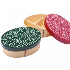 紀州漆器 曲げわっぱ 弁当箱 2個セット 唐草 木製 天然杉 ［YS48］