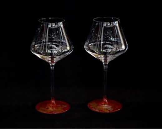 ワイングラスぺルラ2P（古代金箔・本朱)