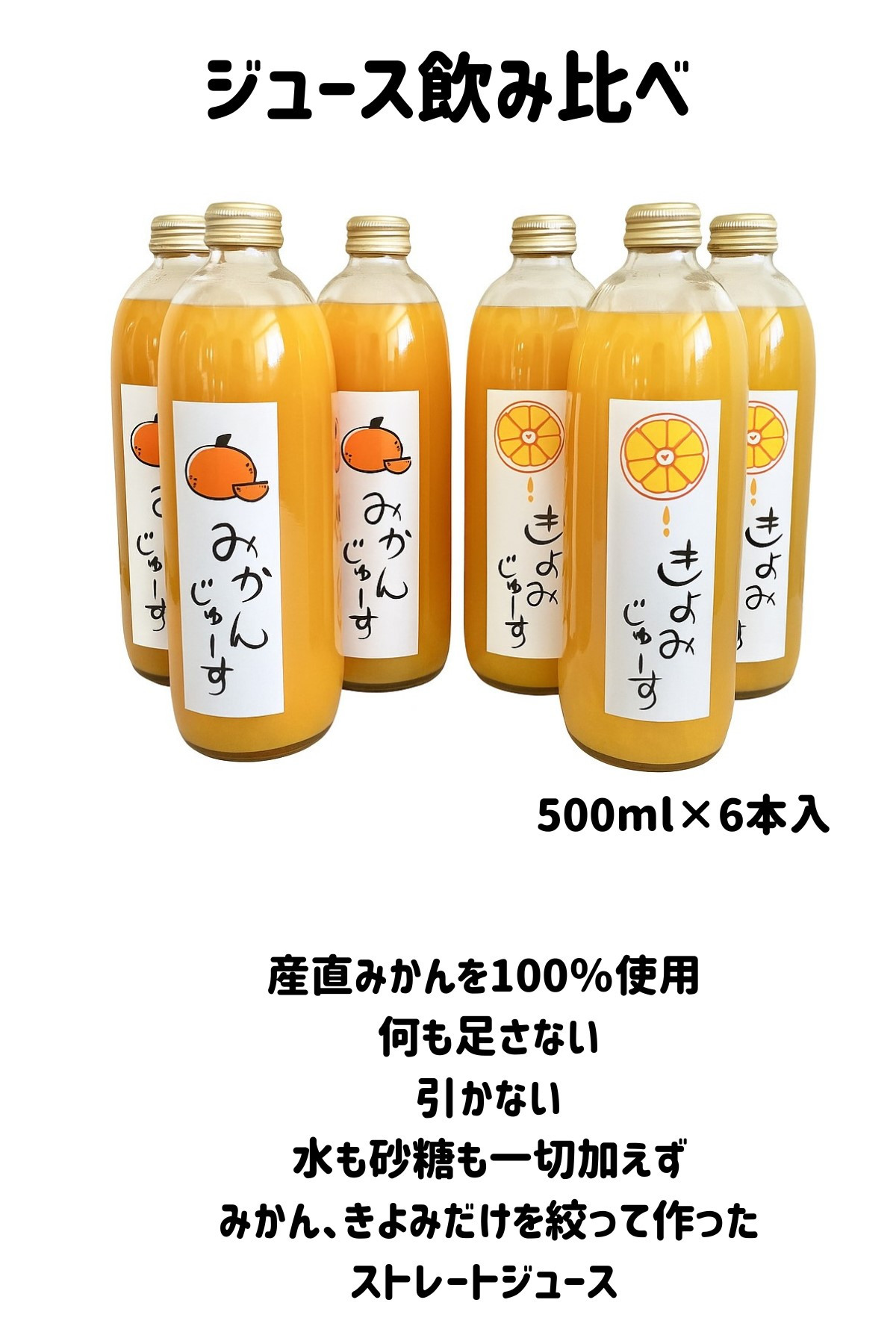 みかんジュース 3本・きよみジュース 3本セット