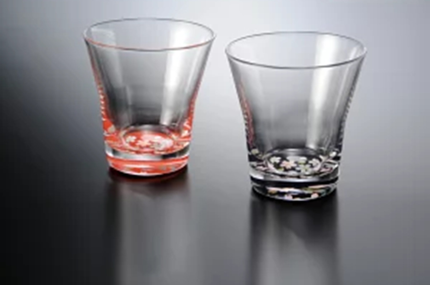 みよし漆器本舗  紀州塗り ぬりもん de Verre フリーグラス ペアセット 蒔絵 桜 赤・黒 210ml