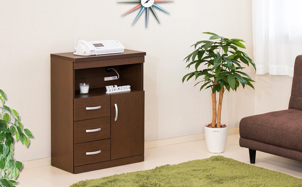 ランスタンドFAX台 完成品 ダークブラウン sb213269300303