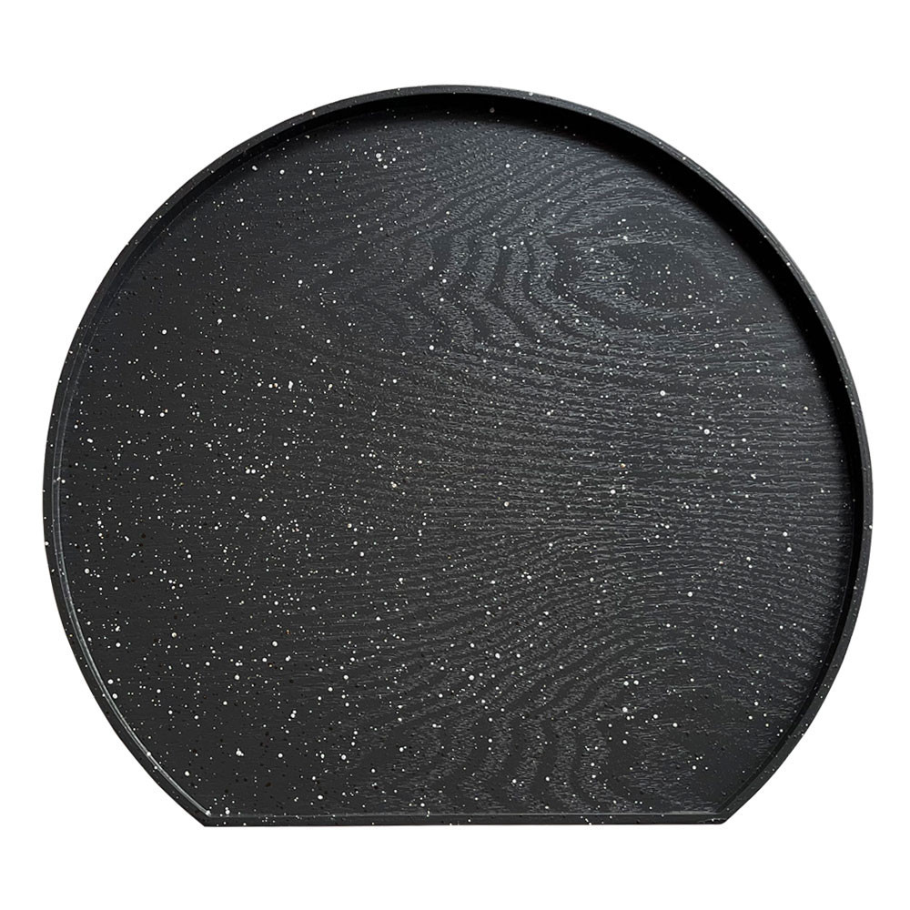 紀州漆器 木製 半月盆 美空 黒 お盆 トレー 約36cm