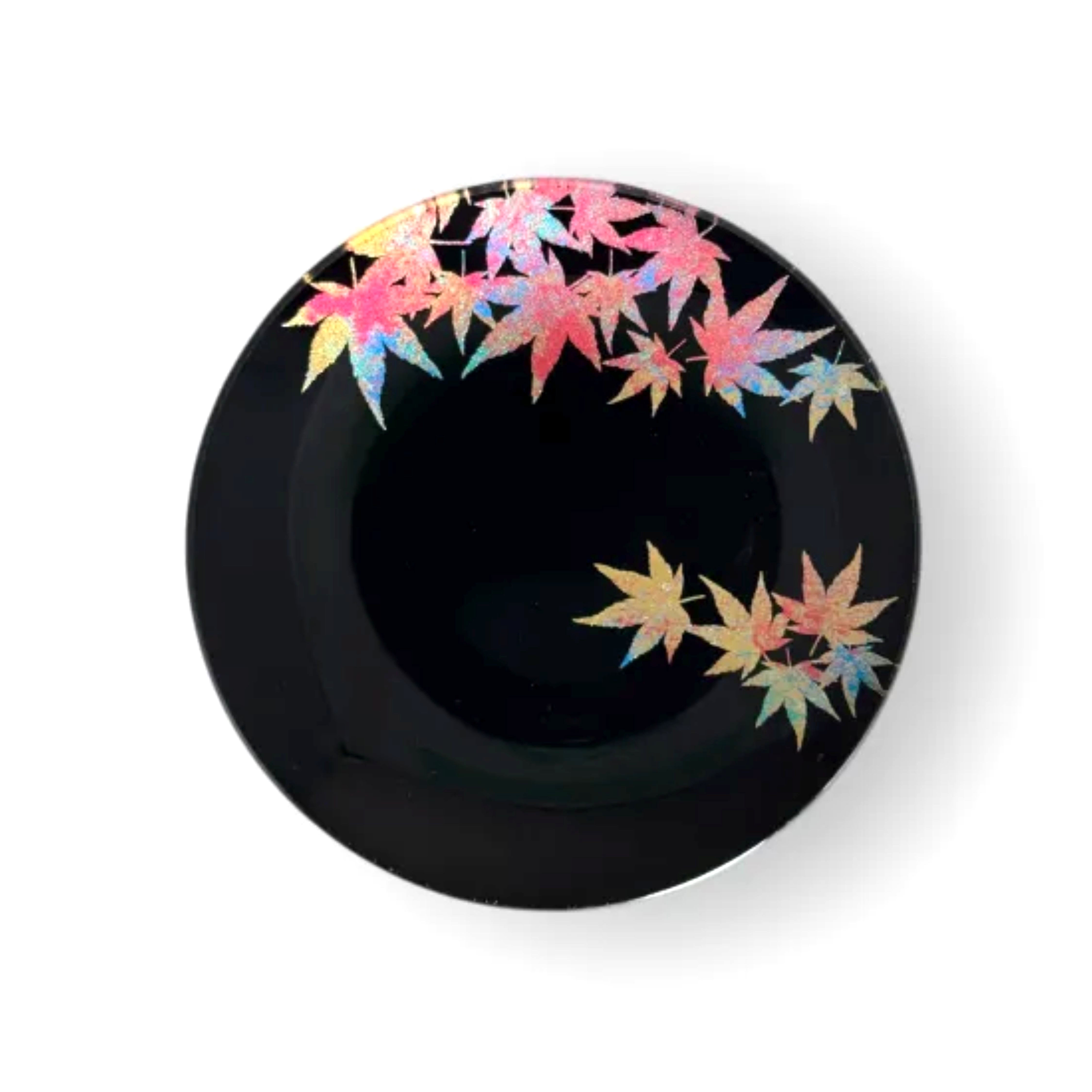 丸小皿 紅葉 漆黒 ［NF268］