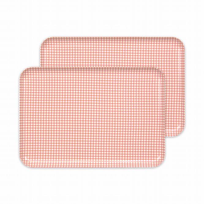 【ピンク2枚組】ST ランチョン トレー L 39cm チェック タツクラフト 【Tk109】