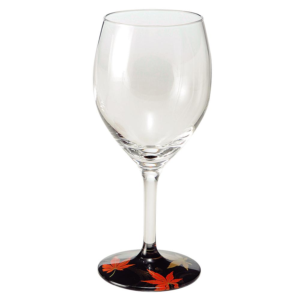 ぬりもん de Verre ワイングラス 蒔絵 紅葉 黒