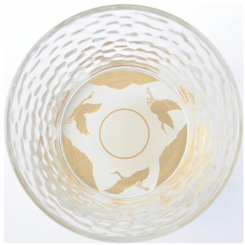 みよし漆器本舗 紀州塗り ぬりもん de Verre フリーグラス 蒔絵 万葉鶴 単品 白 250ml