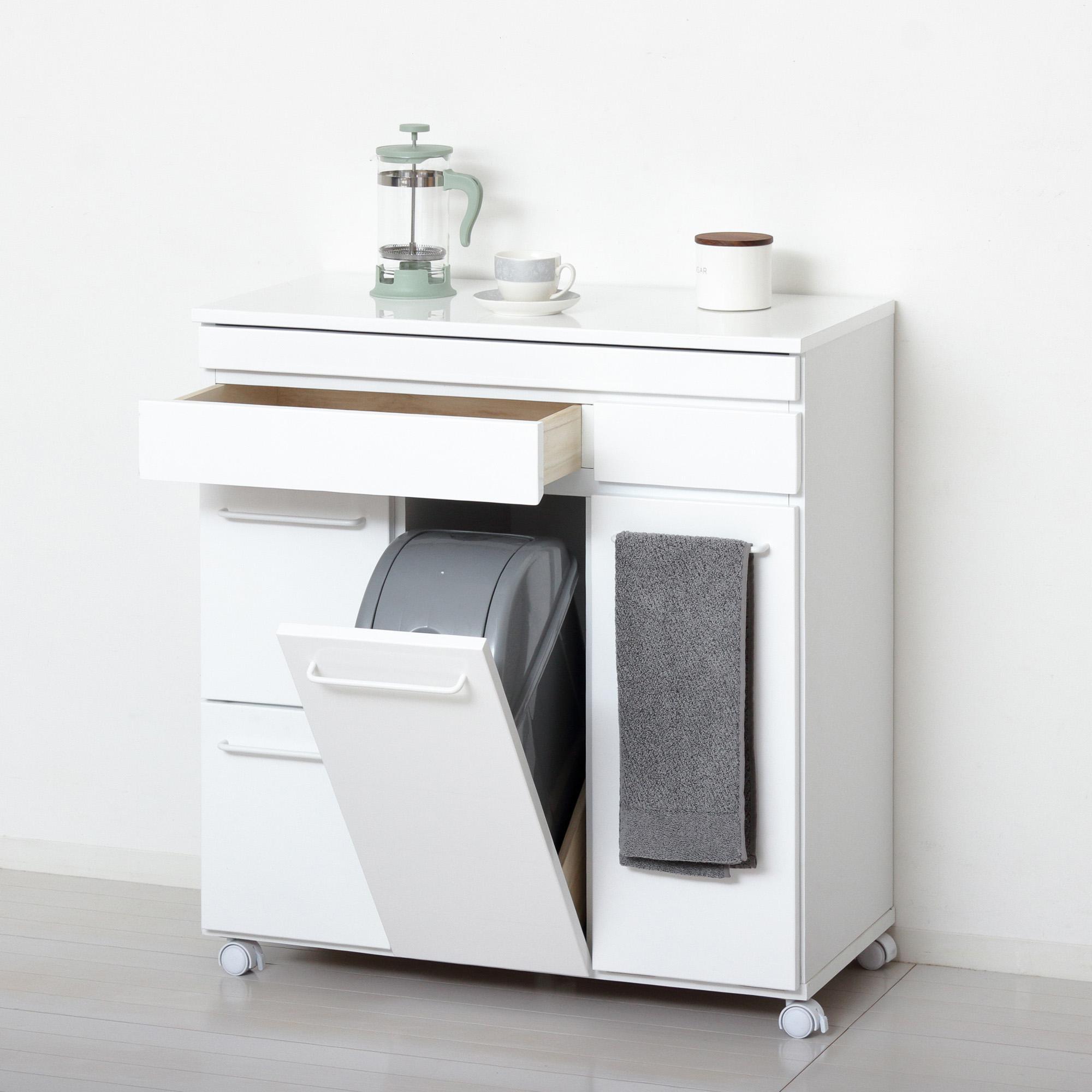 スライド棚付きダストボックス4D ホワイト