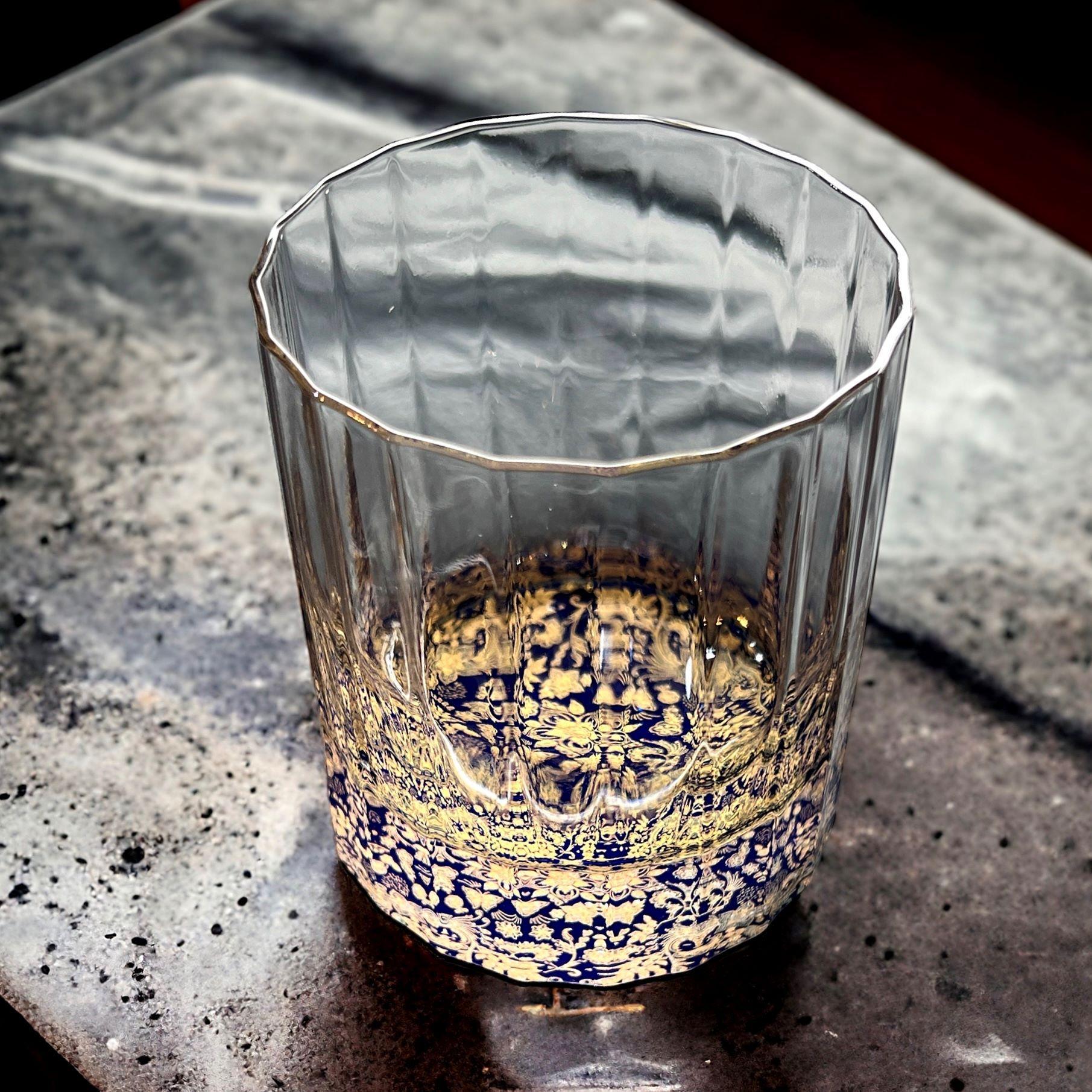 ウィスキーグラス 花舞(瑠璃色)【NF4】