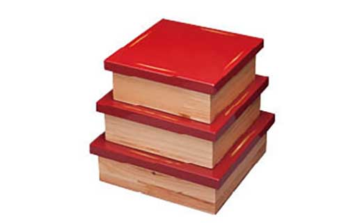 Njeco汎正角切溜三入子（変根来/赤）