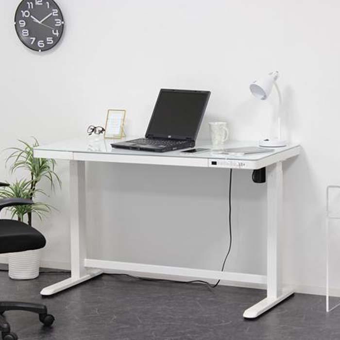 【ホワイト】電動昇降デスク メモリー機能付