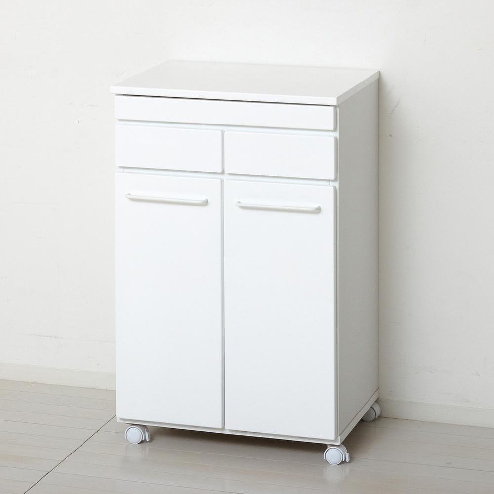 スライド棚付きダストボックス2D 約幅55×奥行40×高さ82cm ホワイト 19Lペール蓋付ダストボックス２台付 AKU104405101