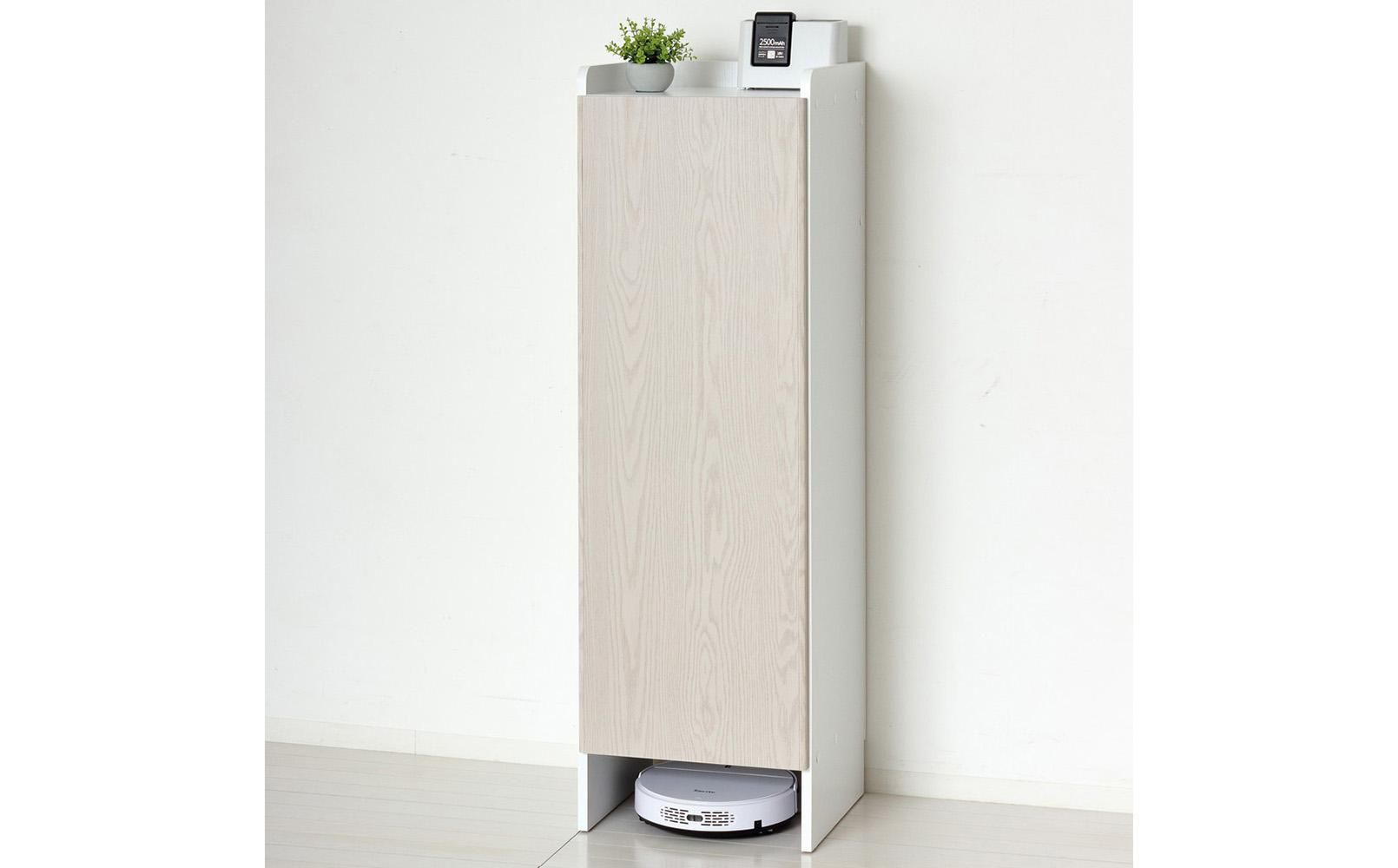 【ホワイト】クリーナーグッズ収納 幅43.5×奥行42×高さ140cm スティック掃除機 ロボット掃除機 収納 AKU104410601