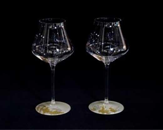 ワイングラスぺルラ2P（古代金箔・漆白)