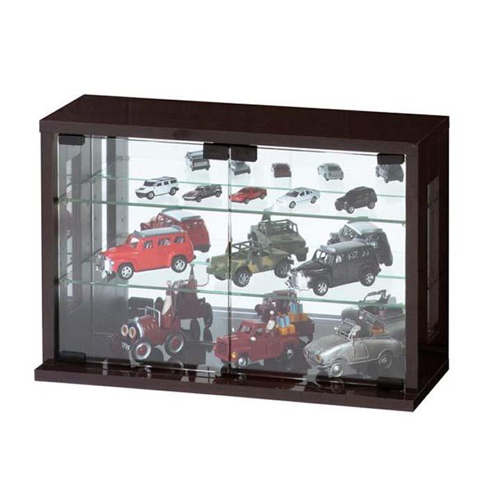 【ダークブラウン】卓上コレクションケース 横型