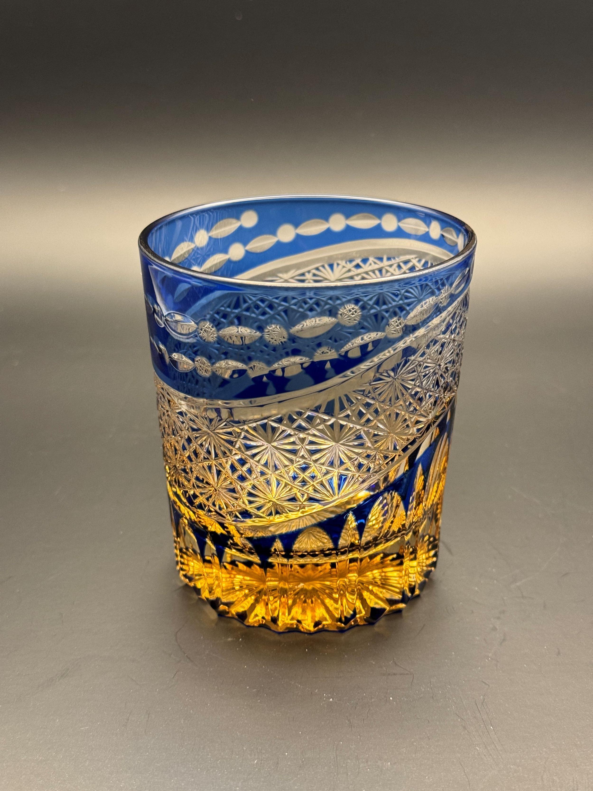 切子グラス（漆技）オールドブルー