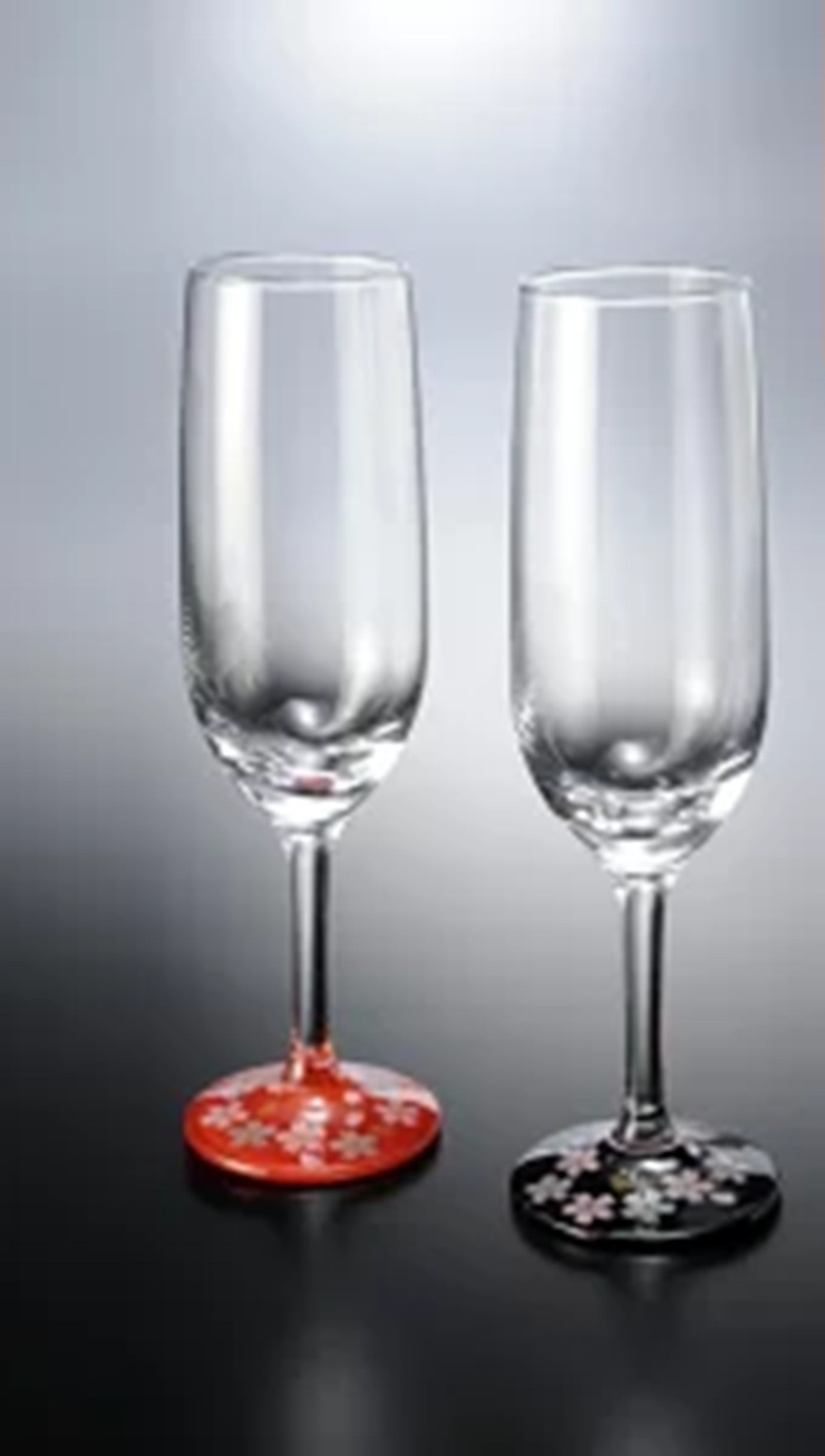 みよし漆器本舗 シャンパングラス ペア 紀州塗り ぬりもん de Verre 蒔絵 桜 赤 黒 185ml