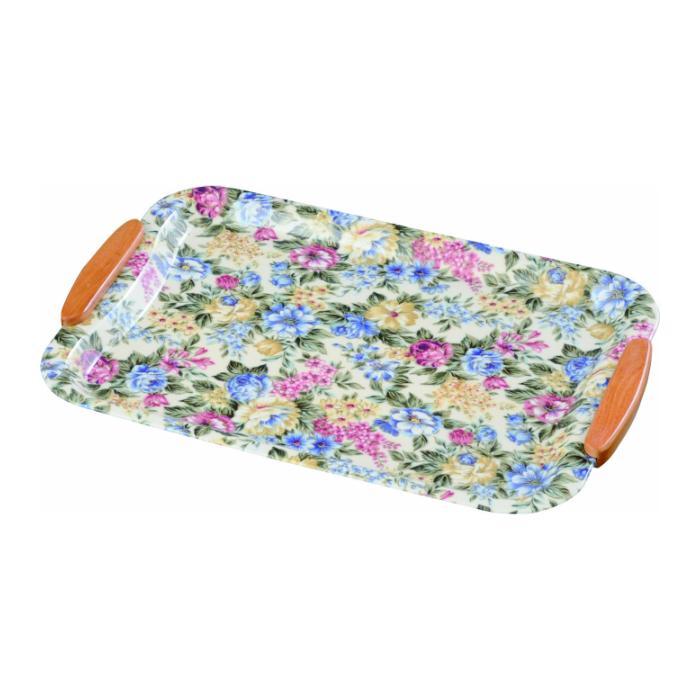 布張りTeaトレー 35cm 取手付 フローラ【YG37】