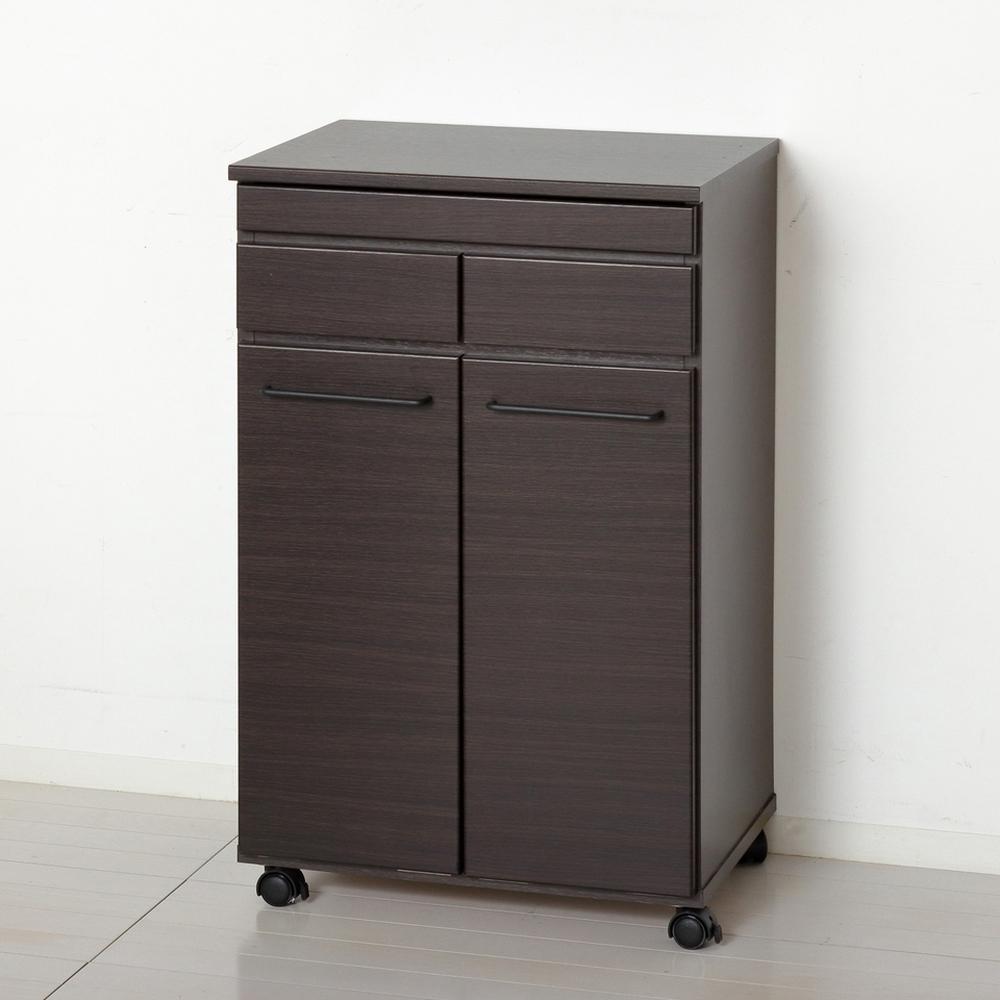 スライド棚付きダストボックス2D 約幅55×奥行40×高さ82cm ブラウン 19Lペール蓋付ダストボックス２台付 AKU104405102