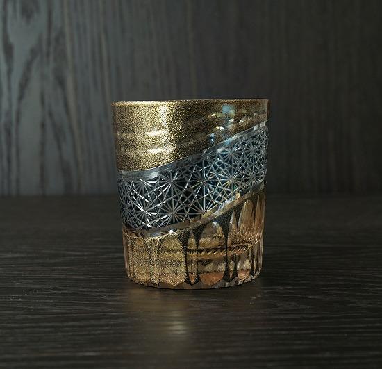 砂金切子グラス（漆技） ダークブルー ［NF202］