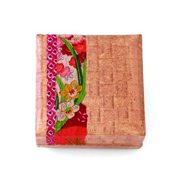 柿渋塗 四つ目箱 針箱サイズ 柿渋布付【TN85】