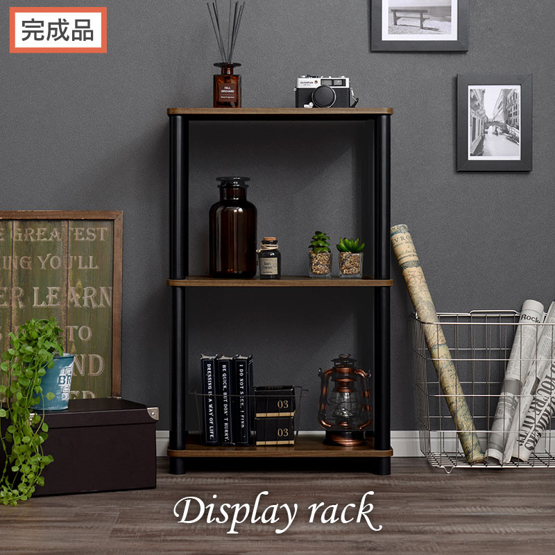 【完成品でお届け】オープンラック（ウォールナット） オープンラック 3段 木製 北欧 ラック 棚 スリム 洗面所 ウッドラック オーディオラック アンティーク 収納棚 約 奥行30cm おしゃれ シェルフ LKANRA001192-0-WAL