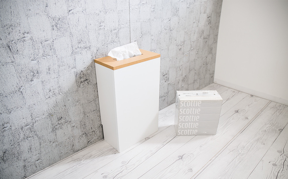 【ホワイト&ナチュラル】ティッシュストッカー  AKU101338103