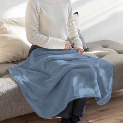 バスマットの糸で作った膝掛けブランケット　ブルー【1702706】