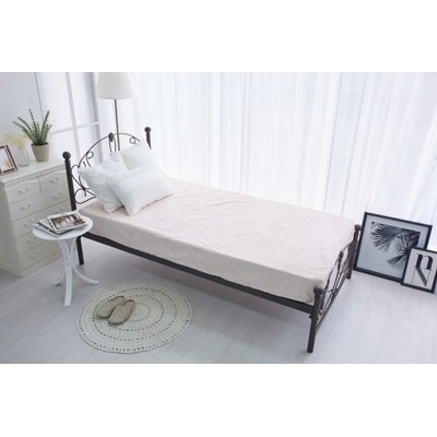 ベッドシーツ シングル 綿100 洗える ボックスシーツ ベッド用 綿ボア ピンク【1084189】