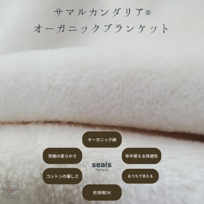 サマルカンダリア　オーガニック綿毛布　シングル　ナチュラル・ブルー 140cm×200cm【1583845】