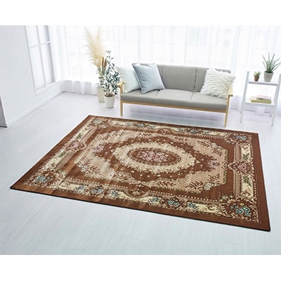 絨毯 ラグマット 2畳 正方形 200×200 洗える 厚手 ボルダー ブラウン【1059584】