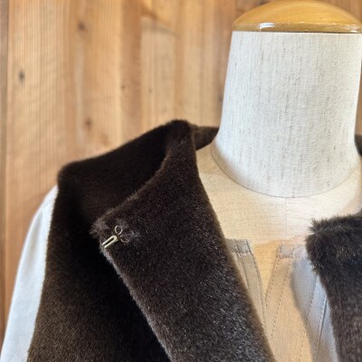 OKADA TEXTILE エコファー切り替え ロングベスト カーキブラウン【1571410】