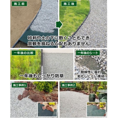 ガーデニングや庭の景観改善に使用　雑草を防ぎ草抜き作業を軽減　光と水を100%遮る強力な防草シート【1314929】
