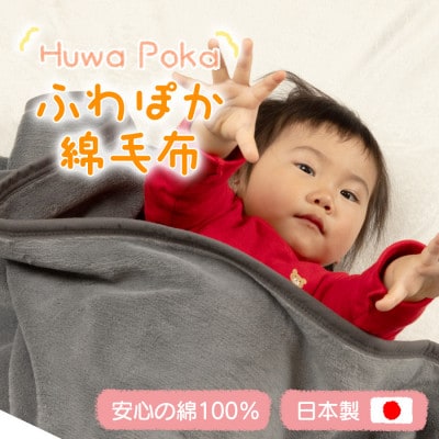 ふわぽか 綿毛布 アッシュグレー 100×140cm 日本製 綿100% 毛布【1606191】