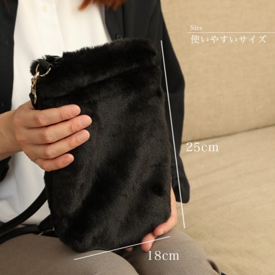 ショルダーバッグ  フェイクファー レディース スマホポケット FE9013 黒【1519464】