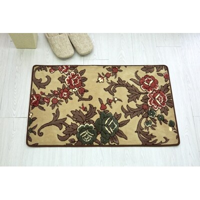 玄関マット 50×80 洗える マット 高級 金華山織 花ストリーク ベージュ【1064270】