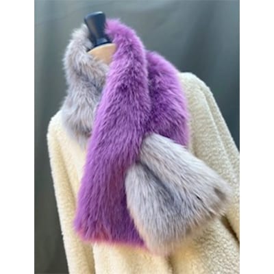 OKADA TEXTILE バイカラーマフラー(グレージュ×パープル)【1107816】