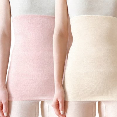 【さくらピンク1枚・クリーム1枚】(2枚セット)シルク100%オールシーズン腹巻き(男女兼用)【1490471】