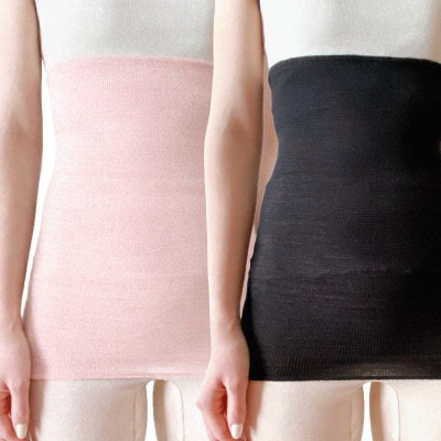 【さくらピンク1枚・ブラック1枚】(2枚セット)シルク100%オールシーズン腹巻き(男女兼用)【1490479】
