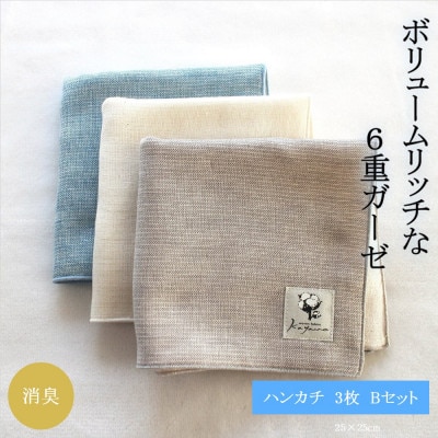 6重ガーゼハンカチ3色Bセット【1238197】