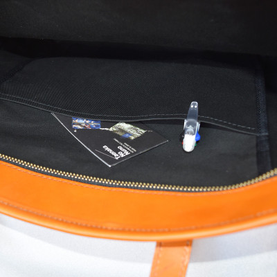 金華山織×天然高級レザートートバッグ スペード柄　BU/茶【1438153】