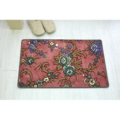 玄関マット 50×80 洗える マット 高級 金華山織 花ストリーク ピンク【1064273】