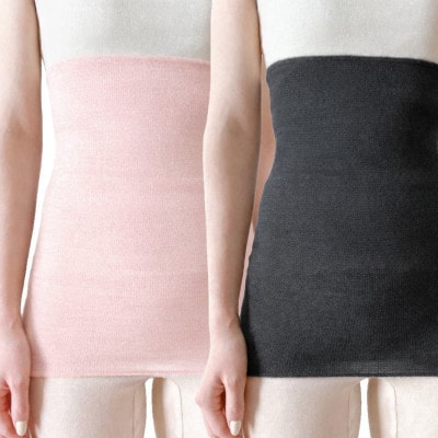 【さくらピンク1枚・チャコール1枚】(2枚セット)シルク100%オールシーズン腹巻き(男女兼用)【1490478】