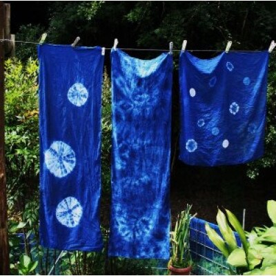 藍染体験チケット　桃コース　藍染工房瑠璃(ハンカチ・2名様分)【1489582】