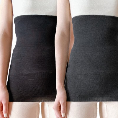 【ブラック1枚・チャコール1枚】(2枚セット)シルク100%オールシーズン腹巻き(男女兼用)【1490494】