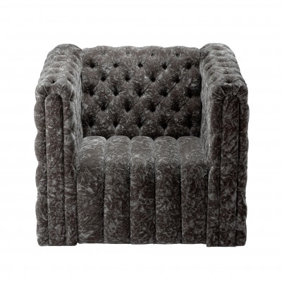 KIITH(キース)ボタン絞り　ソファー　グレー【配送不可地域：離島・沖縄県】【1409676】