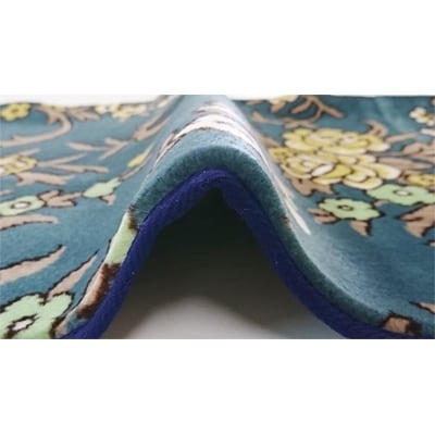 玄関マット 50×80 洗える マット 高級 金華山織 花ストリーク ブルー【1064271】