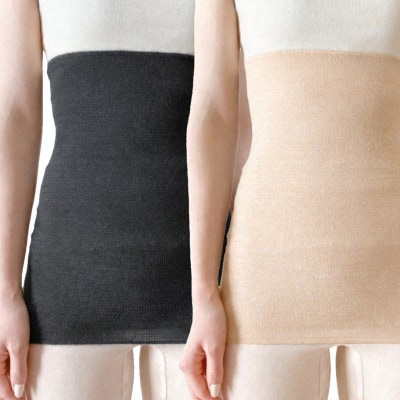 【チャコール1枚・オートミール1枚】(2枚セット)シルク100%オールシーズン腹巻き(男女兼用)【1490496】