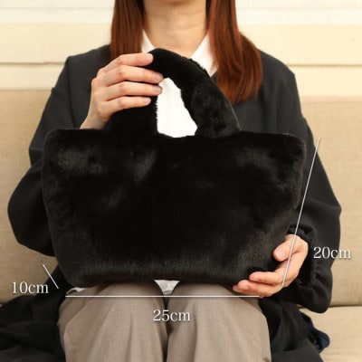 軽くてかわいいトートバッグ フェイクファー レディース 秋 冬【無地・北欧】FE9013 黒【1519480】