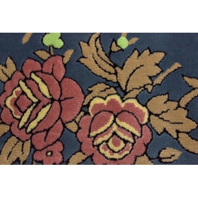 玄関マット 50×80 洗える マット 高級 金華山織 花ストリーク ブルー【1064271】