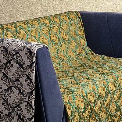 金華山織カバーリングシリーズ(フェザー)ソファカバー 2.5人掛け  イエロー系【1359283】